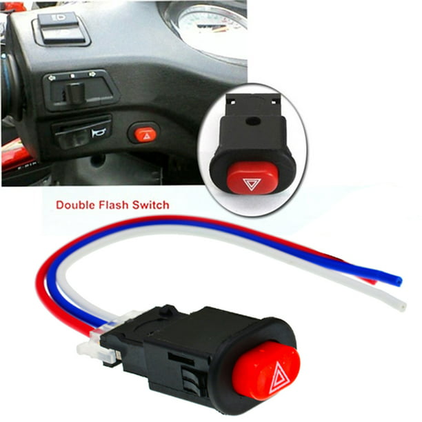 Motorcycle Hazard Light Switch Double Warning Flasher EmergencySignal w/3WiresBL